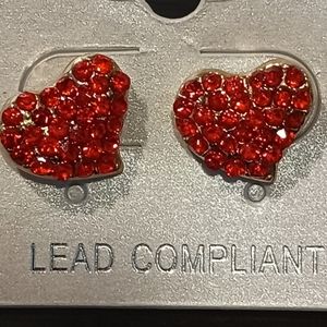red heart sparkling earrings